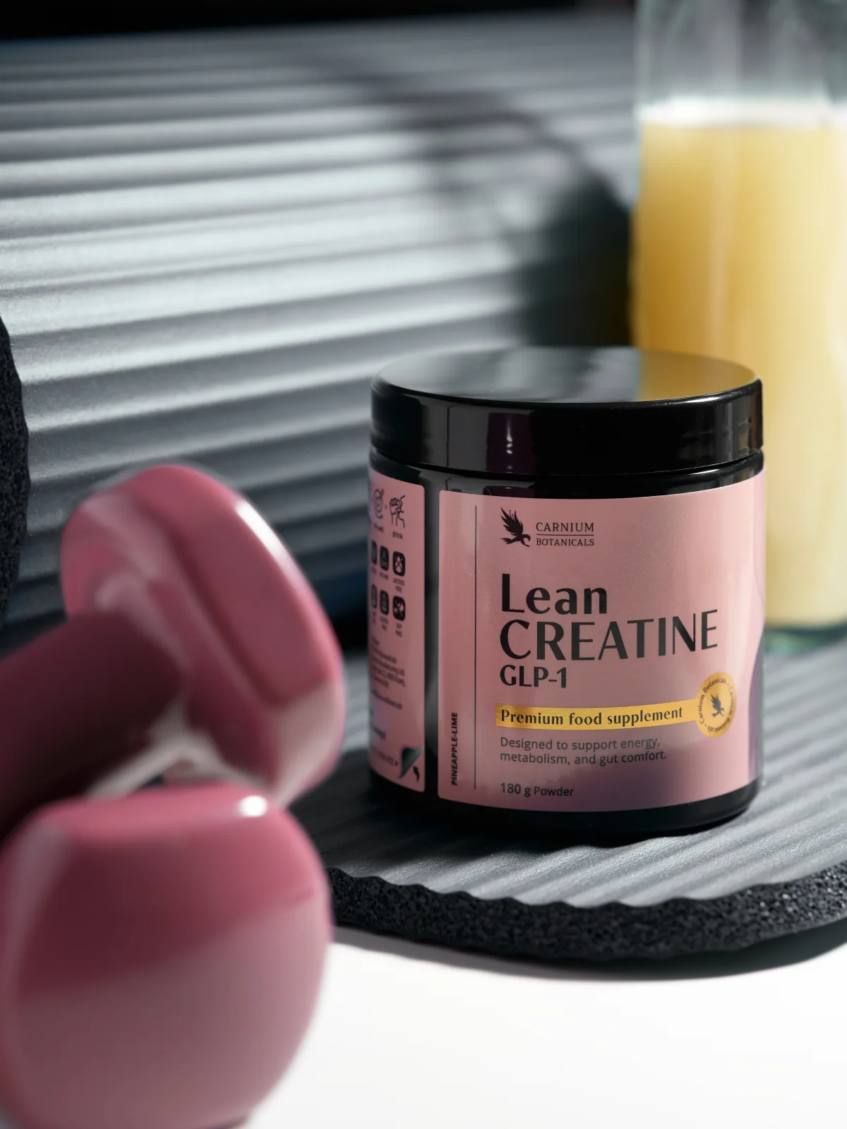 Lean Creatine GLP-1 z utežmi in pripravljenim napitkom